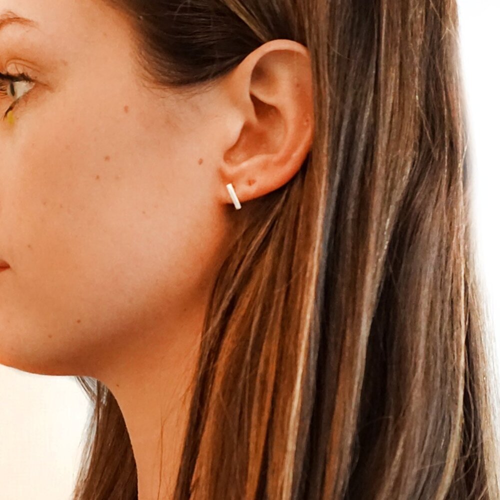 Sterling silver bar stud